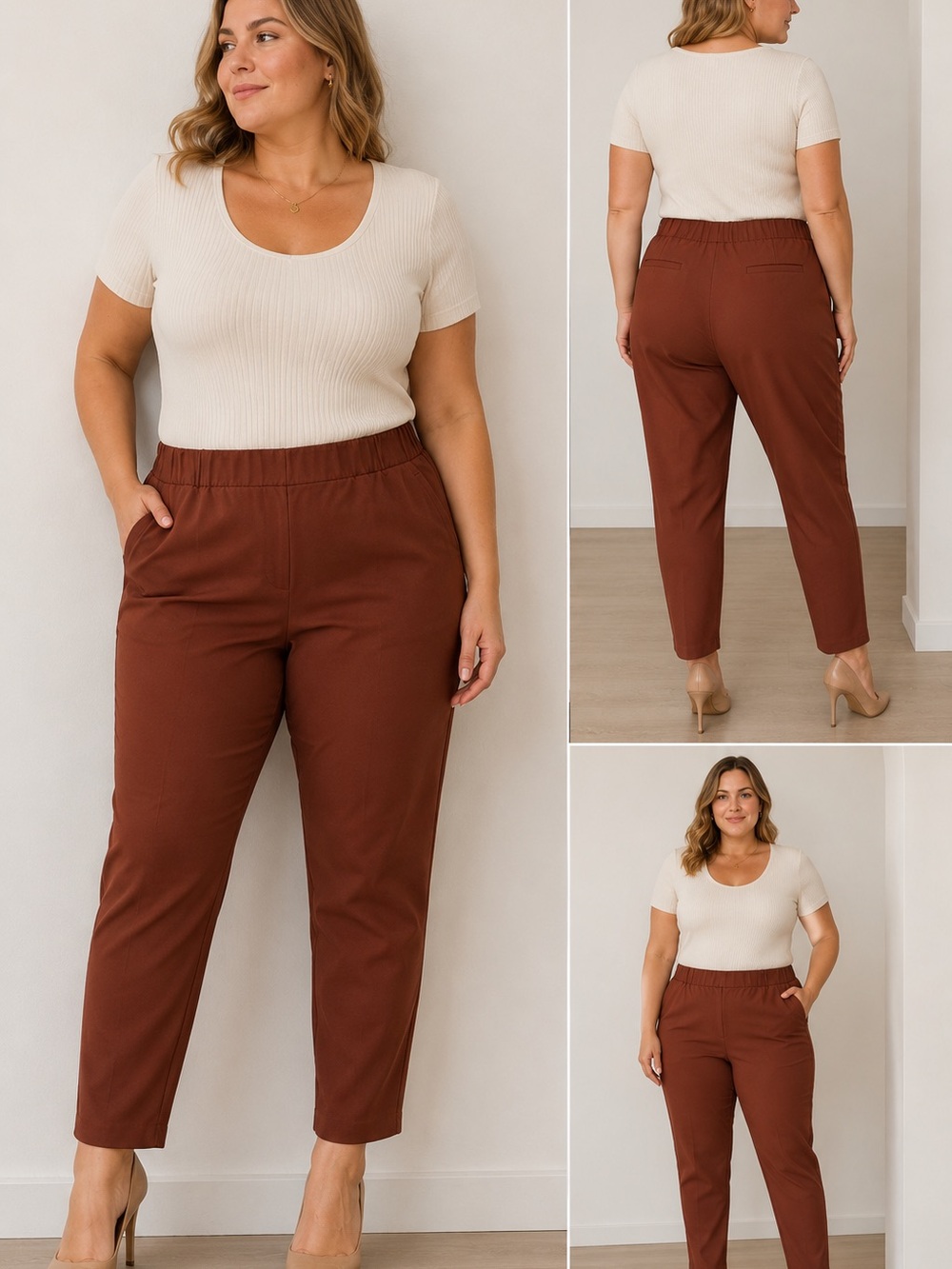 J. Jill Ponte Slim-Leg Pants in Deep Brown